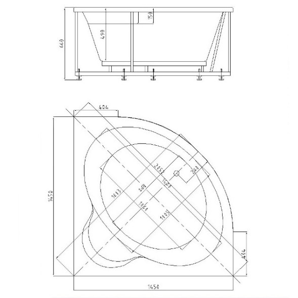 Ванна акриловая Azario Косма 1450x1450 угловая, белый (AV.0088123)