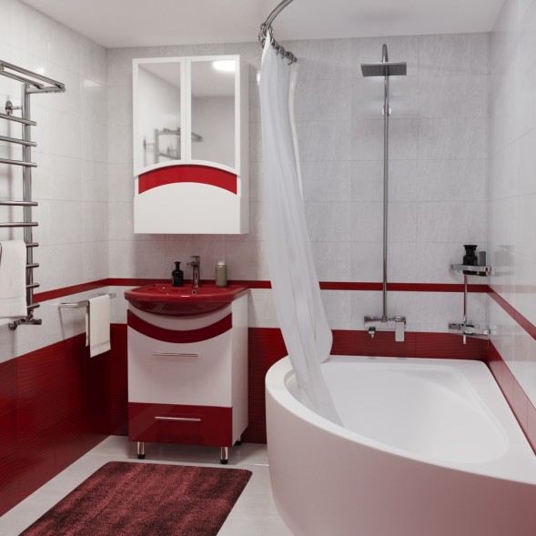 Зеркальный шкаф &amp;quot;РАДУГА-46&amp;quot; красный без подсветки - 522475 