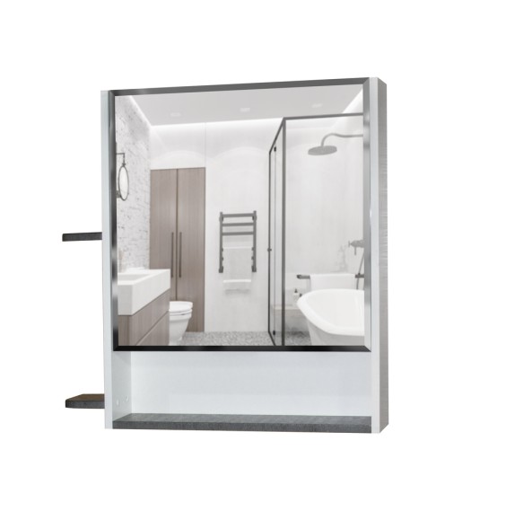Зеркальный шкаф &amp;quot;Сура 70&amp;quot; без подсветки, с полками (ПВХ) - 539803 