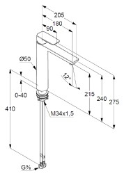 Смеситель для раковины-чаши Kludi Pure Style керамический картридж, хром (402960575)