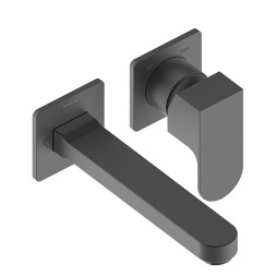 Комплект Bossini TEO Смеситель для раковины, настенный, встраиваемый, с изливом 18.5 см, черный матовый + Встраиваемая часть однорычажного смесителя (Z00732.073+Z00801)
