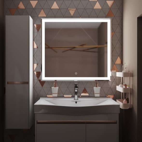 Зеркало MIXLINE &amp;quot;Минио&amp;quot; 900*800 (ШВ) сенсорный выключатель, светодиодная подсветка - MLZ.Mi.9-8.1.2 