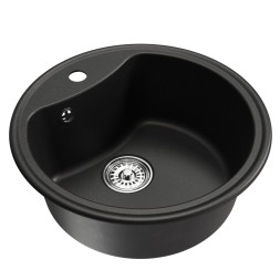 Мойкa ML-GM09 КОМФОРТ круглая, ультра-черная  (344), 510 мм (глуб. чаши 190) - 00-00009286 