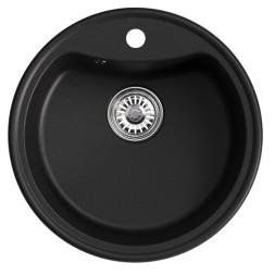 Мойкa ML-GM09 КОМФОРТ круглая, ультра-черная  (344), 510 мм (глуб. чаши 190) - 00-00009286 