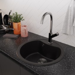 Мойкa ML-GM09 КОМФОРТ круглая, ультра-черная  (344), 510 мм (глуб. чаши 190) - 00-00009286 