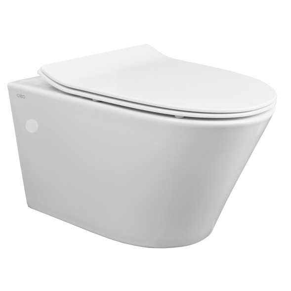 Унитаз подвесной Creo Ceramique 360х520х365 с системой смыва &amp;quot;Tornado&amp;quot;, в комплекте с быстросъемным сиденьем микролифт (CR1100NR)