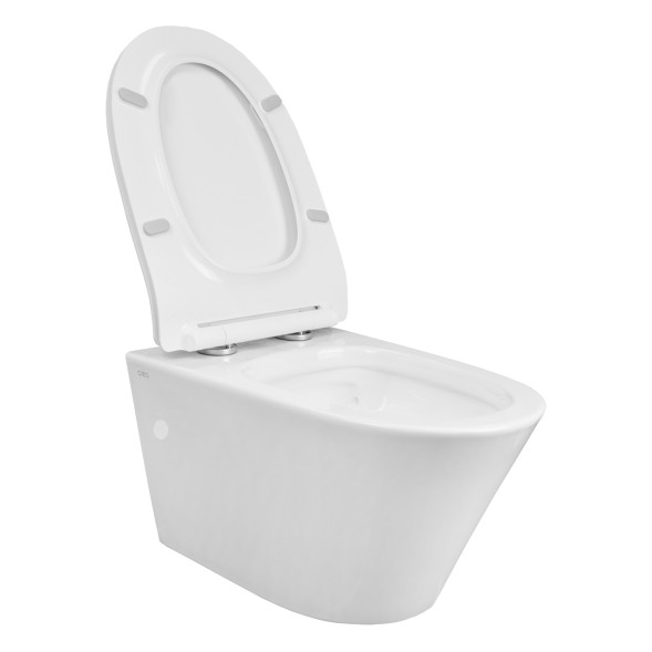 Унитаз подвесной Creo Ceramique 360х520х365 с системой смыва &amp;quot;Tornado&amp;quot;, в комплекте с быстросъемным сиденьем микролифт (CR1100NR)