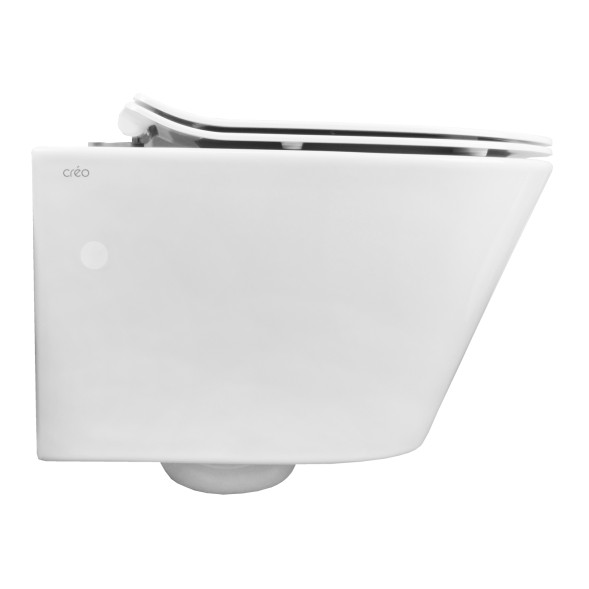 Унитаз подвесной Creo Ceramique 360х520х365 с системой смыва &amp;quot;Tornado&amp;quot;, в комплекте с быстросъемным сиденьем микролифт (CR1100NR)
