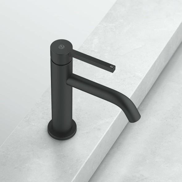 Смеситель для раковины Kludi Nova Fonte Pura с донным клапаном, керамический картридж, черный матовый (202663915)