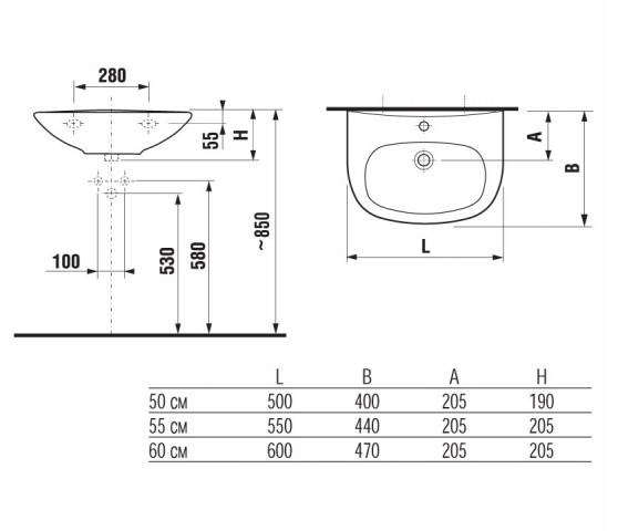 Раковина Jika ZETA 550 мм., белая (8.1039.1.000.104.9)