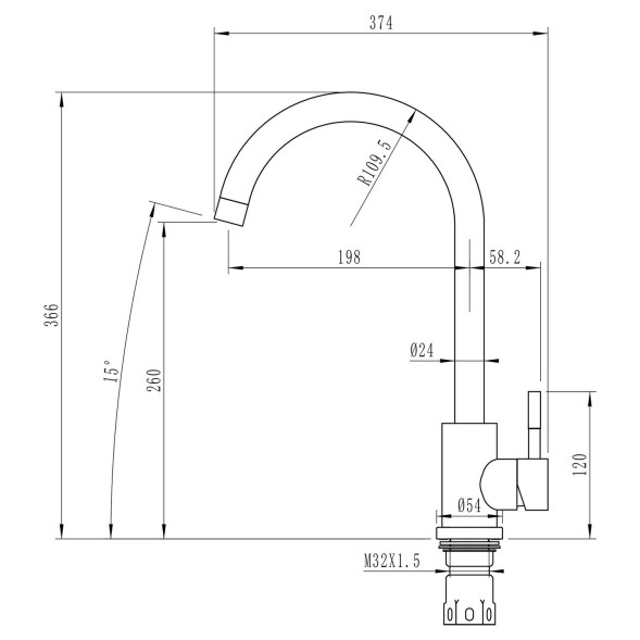 Смеситель для кухни 35к MIXLINE ML-GS15 (331) белый высок. излив - ML-GS15 (331) 