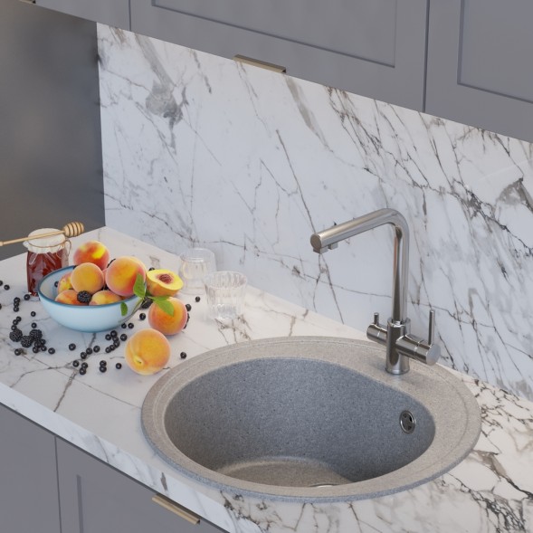 Мойкa ML-GM11 КОМФОРТ круглая, серая (310), 500мм (глуб. чаши 180) - 00-00009304 