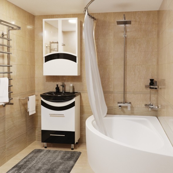 Зеркальный шкаф &amp;quot;РАДУГА-46&amp;quot; чёрный без подсветки - 522476 