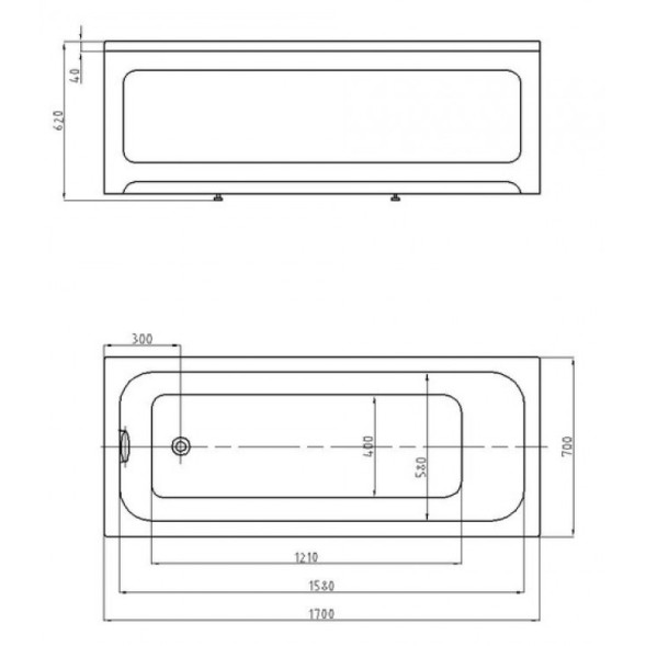 Ванна акриловая AZARIO BELLA прямоугольная 170*70 см (AV.0020170)