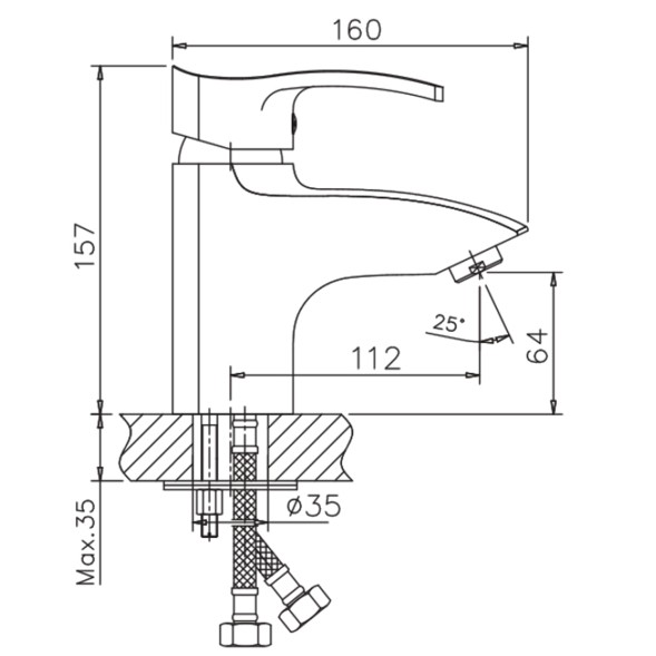 Смеситель для раковины 40к HB1070 HAIBA б/отв п/шпильку^ - HB1070 