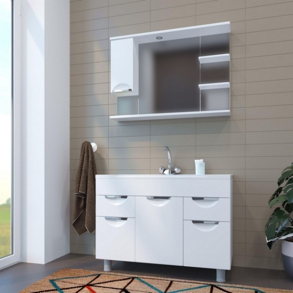 Зеркальный шкаф &amp;quot;ЭТЬЕН-100&amp;quot; левый с подсветкой (ПВХ) - 540873 