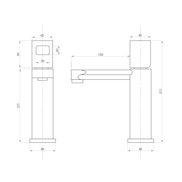 Смеситель для раковины 35к ПРОФСАН ПСМ-900-5GA литой, п/гайку ГРАФИТ - PSM-900-5GA 