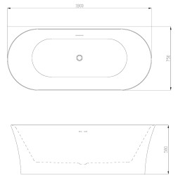 Ванна акриловая Azario ENGELS 1800x750x580 пристенная, в комплекте с сифоном и металлической рамой (ENG18075)