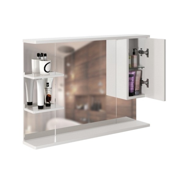 Зеркальный шкаф &amp;quot;ЭТЬЕН-100&amp;quot; правый с подсветкой (ПВХ) - 540872 