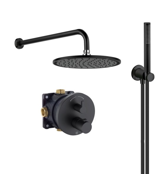 Душевая система Kludi Nova Fonte 7 in1 с термостатом, черный матовый (208313915)