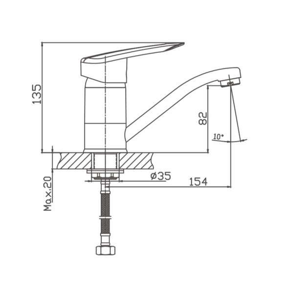 Смеситель для кухни 40к HB4507-2 HAIBA с/отв п/гайку - HB4507-2 
