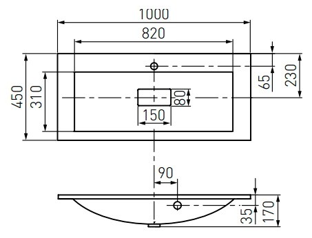Раковина AQUATON ПРЕМЬЕР М 1000, белая (1A70473KPR010)