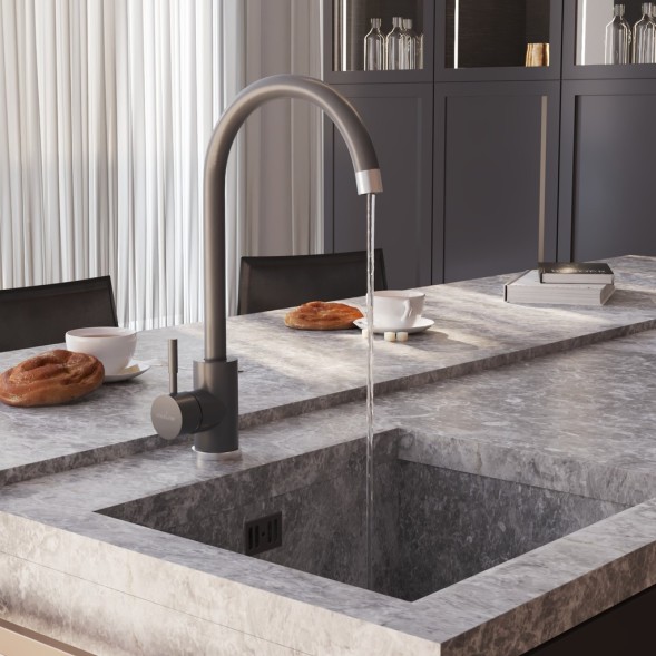 Смеситель для кухни 35к MIXLINE ML-GS15 (342) графит высок. излив - ML-GS15 (342) 