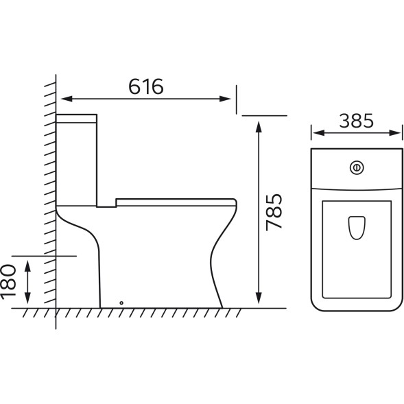 Унитаз-компакт Azario Nigel 385х616х785 напольный, безободковый, с быстросъемным сиденьем микролифт (AZ-55)