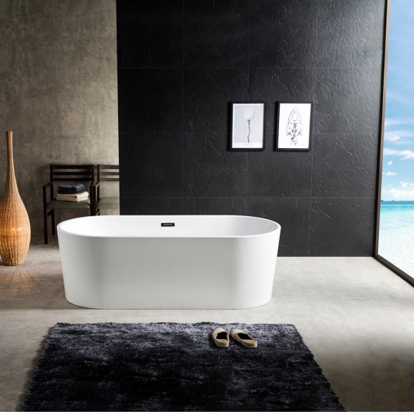 Ванна акриловая Azario BRISTOL 1600х800х580, свободностоящая, в комплекте с сифоном и металлической рамой (BRI16080)