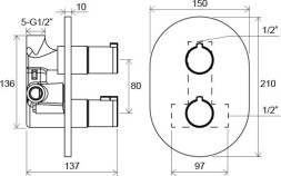 Смеситель для душа Ravak Chrome CR 064.00, с термостатом, хром (X070095)
