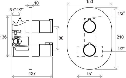 Смеситель для душа Ravak Chrome CR 064.00, с термостатом, хром (X070095)