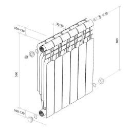 Радиатор биметаллический ROYAL THERMO Vittoria Super 2.0 500*90  4 сек. - RTVS250004 