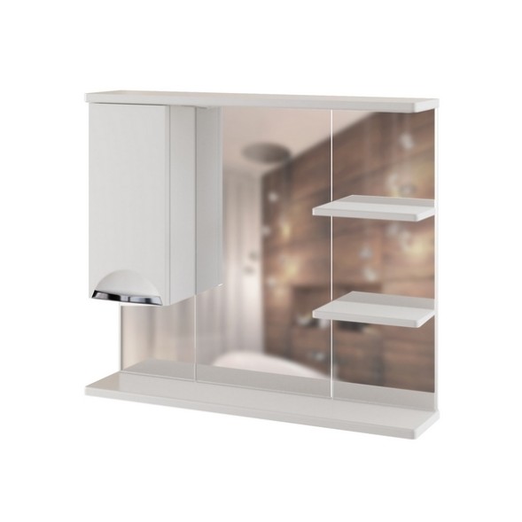 Зеркальный шкаф &amp;quot;ЭТЬЕН-80&amp;quot; левый с подсветкой (ПВХ) - 540870 