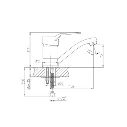 Смеситель для кухни 40к HB4563 HAIBA б/отв п/шпильку - HB4563 