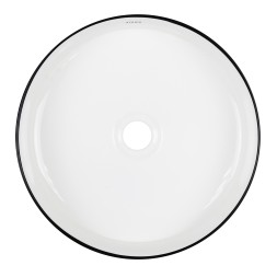Раковина-чаша Azario 355х355х120 накладная, круглая, белый глянец/черная оконтовка (AZ-3134-BE)