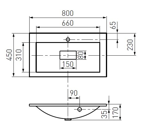 Раковина AQUATON Премьер М 800, белая (1A70493KPR010)