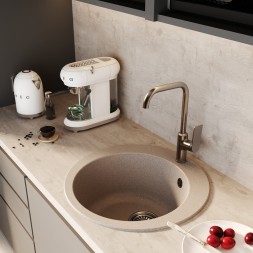 Мойкa ML-GM13 КОМФОРТ круглая, песочная (302), 495мм (глуб. чаши 200) - 00-00009324 