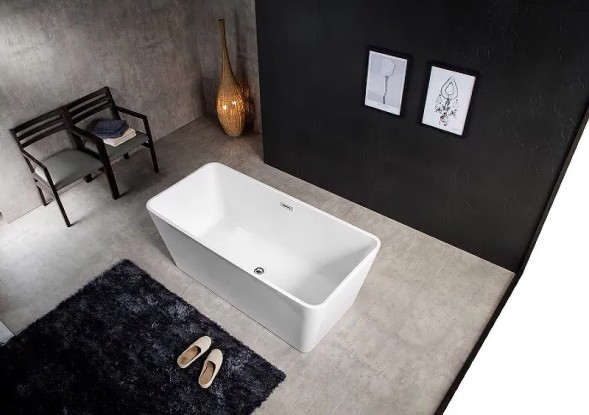 Ванна акриловая Azario LINCOLN 1600х800х580, свободностоящая, в комплекте с сифоном и металлической рамой (LIN16080)