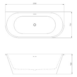 Ванна акриловая Azario ELCON 1800x750x580 пристенная, в комплекте с сифоном и металлической рамой (ELC18075)