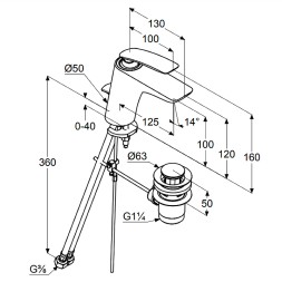 Смеситель для раковины KLUDI BALANCE с донным клапаном, хром (520230575)