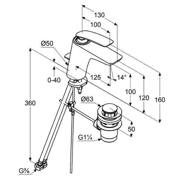 Смеситель для раковины KLUDI BALANCE с донным клапаном, хром (520230575)