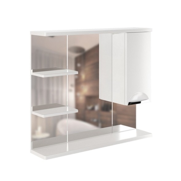 Зеркальный шкаф &amp;quot;ЭТЬЕН-80&amp;quot; правый с подсветкой (ПВХ) - 540869 