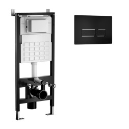 Система инсталляции WAVE, двухрежимная прямоугольная кнопка V2 черная, МЕХАНИКА - 553525 