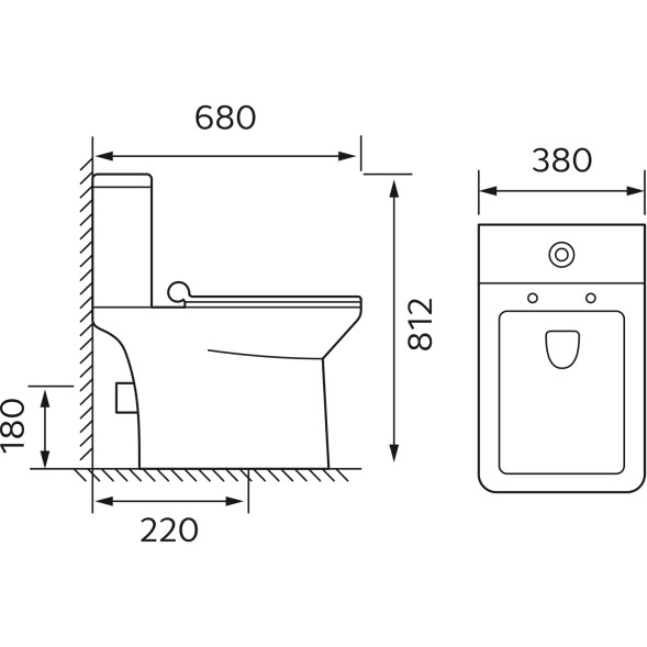 Унитаз-компакт Azario Glory 380х680х812 напольный, безободковый с быстросъемным сиденьем микролифт (AZ-49)