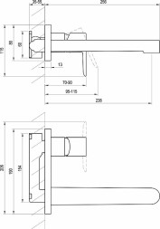 Смеситель для раковины Ravak Puri PU 019.00 встраиваемый, керамический картридж, хром (X070146)