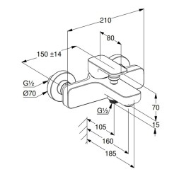 Смеситель для ванны KLUDI RENON керамический картридж, однорычажный, черный матовый (426913975)
