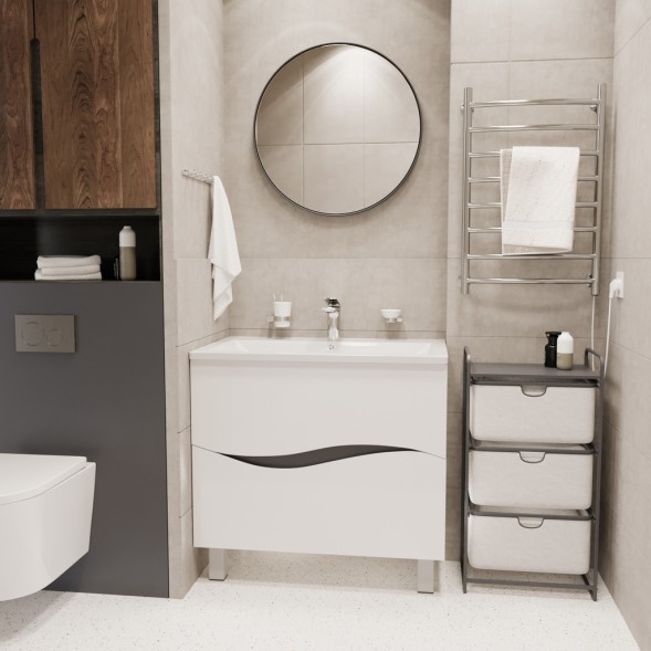 Тумба д/ванной &amp;quot;Лайф-80&amp;quot; под раковину Марго-80 (MIXLINE) (ПВХ) - 553034 