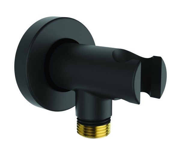 Душевой держатель Bossini с водорозеткой, цвет черный матовый (C12000.073)