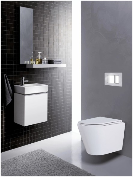 Сет AZARIO инсталляция + унитаз Teramo( круглый)  с сидением микролифт + панель смыва, хром глянцевый (AZ-8010-1000+AZ-8200-0031+AZ-0053)