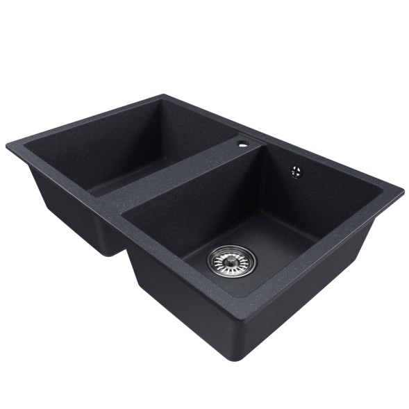 Мойка ML-GM23 КОМФОРТ двухчашевая, антрацит (343), 770*500*190мм - 00-00009455 